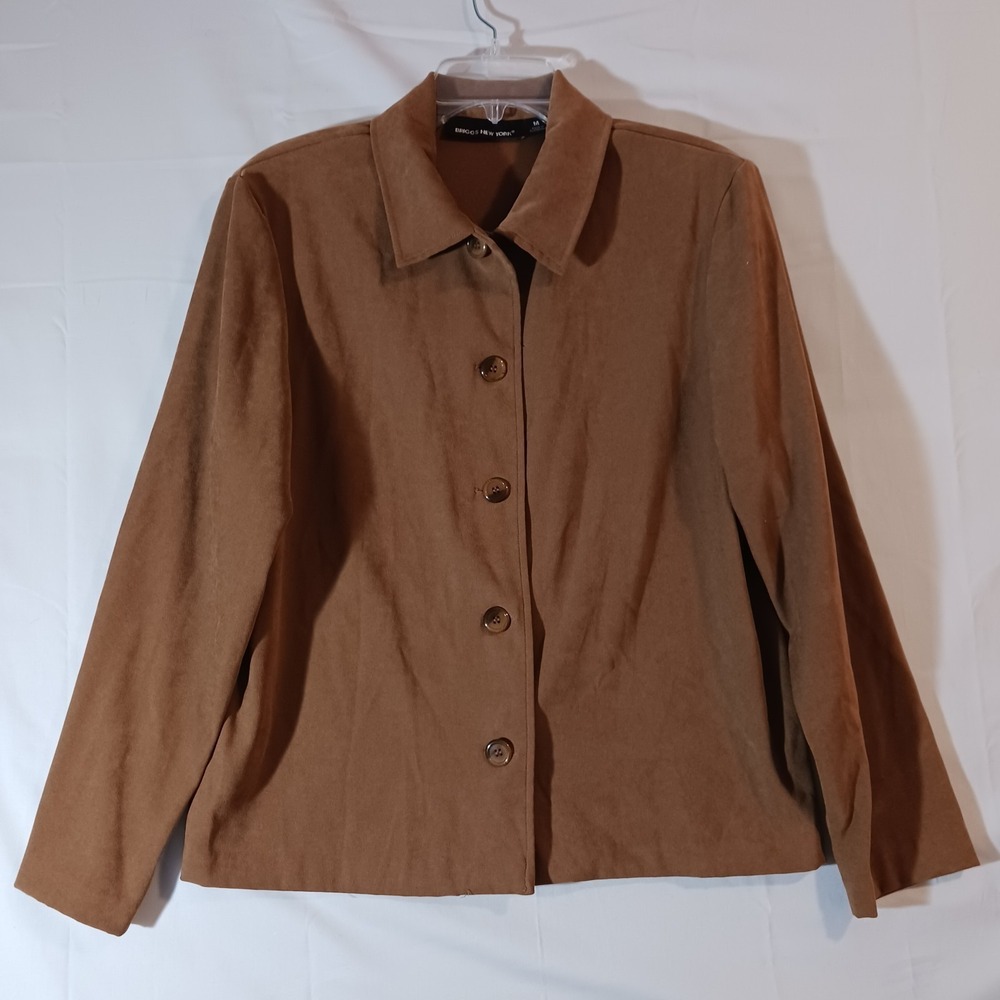 Briggs New York Women's Brown Button Up Faux Suede Jacket Sz M